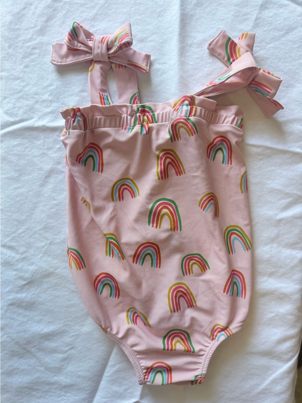 Mud Pie Pink Rainbow Print One-Piece Swimsuit, 4T